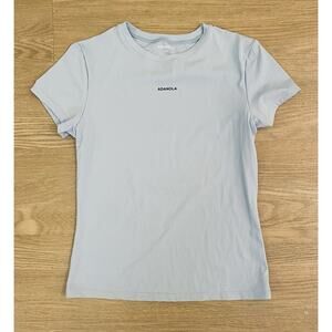 ADANOLA Ultimate Longline Short Sleeve Top L Light Blue Athleisure Performance